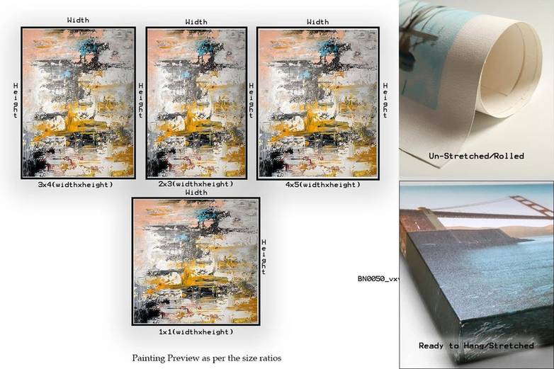White Hand-Painted Yellow extra large modern wall decor
